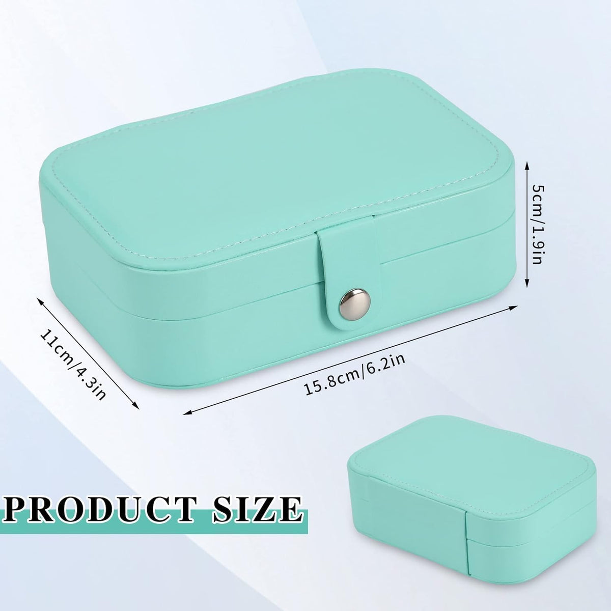 Travel Jewelry Box, PU leather Small Jewelry Organizer For Female Girls, double layer portable mini travel case for storing earrings, rings, necklaces.(green 2pcs)