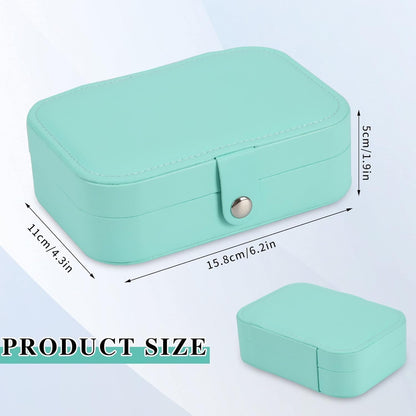 Travel Jewelry Box, PU leather Small Jewelry Organizer For Female Girls, double layer portable mini travel case for storing earrings, rings, necklaces.(green 2pcs)