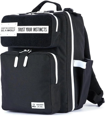 WOLFpak 15L Backpack - Alpha Black White Accents - Slim Everyday Carry Backpack for Men & Women, Water-Resistant Minimalist Daypack for Laptop & Travel