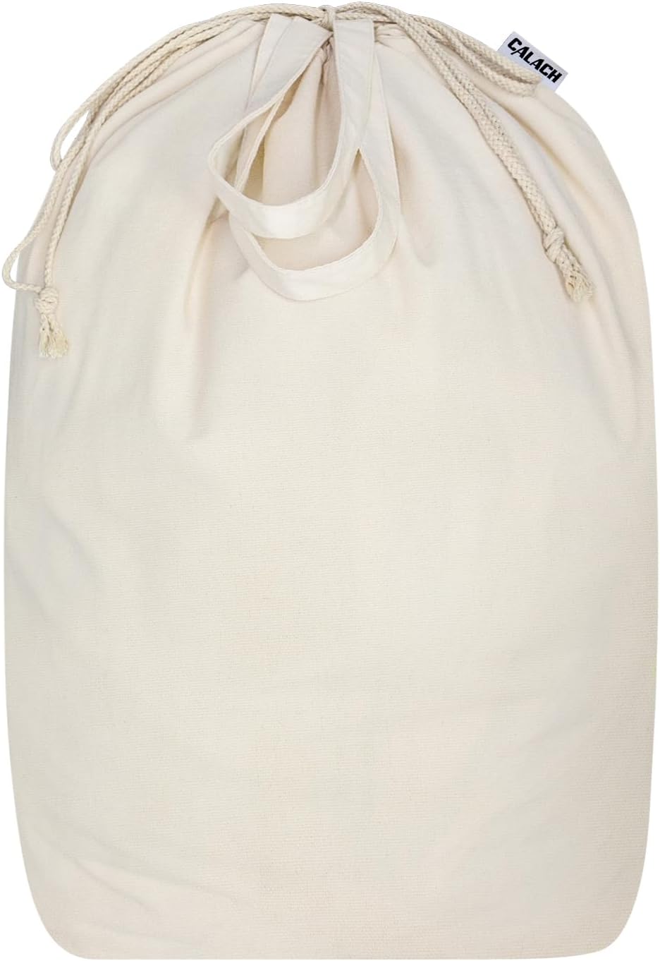 Canvas Laundry Bags 18x18in with Handles & Square Base, Extra Large Heavy Duty Laundry Basket Hamper Liner, Washable Drawstring Dirty Clothes Bag Canvas Storage Sack (Beige XL,1 Pack)