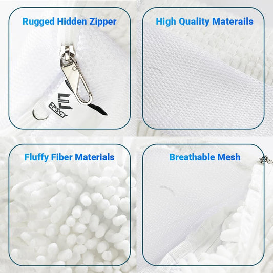 EPSCY Shoe Washing Machine Bag 2 Pack - Reusable Deep Clean Sneaker Bags - Fits All Shoe Sizes & Types, Self-Locking Zipper, Protects Machine (White)