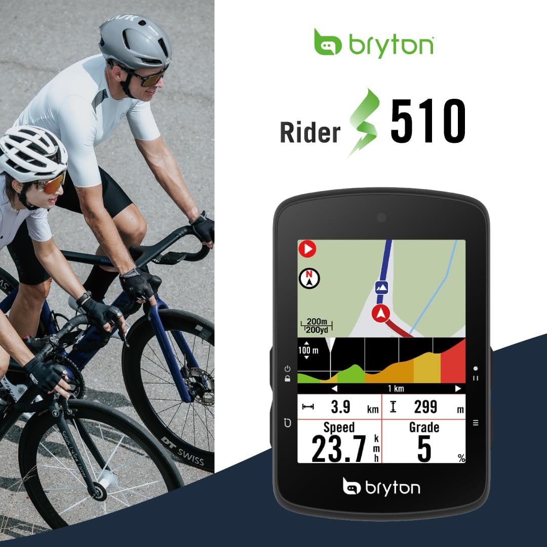 Bryton Rider S510 Sensor Bundle 2.8 Inch Color LCD Touchscreen GPS Bike/Cycling Computer, Offline USA Map, Compatible with Bike Radar, 30hrs Long Battery Life, Waterproof