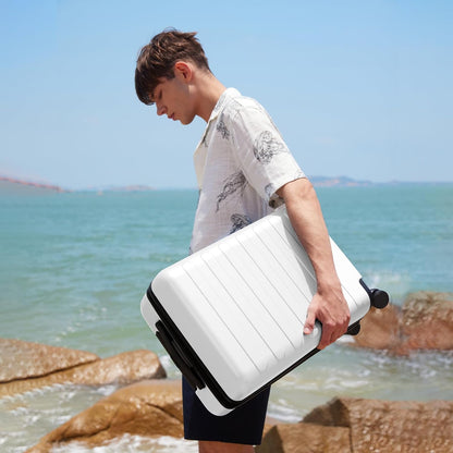 Carry on Luggage 22 X 14 X 9 Airline Approved, 20 Inch Luggage for 3-5 Days Travel, Double Spinner Wheels, 100% Hardshell PC, TSA Lock (05-Lily White (Basic), Checked 24-Inch)