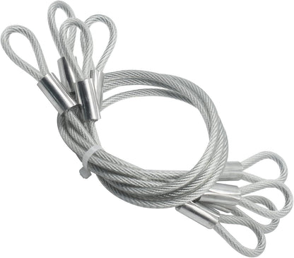 4 pcs 20 inch (50cm) 5mm Thickness Vinyl Cover Coated Galvanized Steel Wire Cable with Loops Security Lanyard Rope Tether Lock, Clear