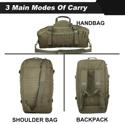 3 In 1 Military Backpack Travel Duffle Bag for Weekender Gym Traveling Workout Deployment