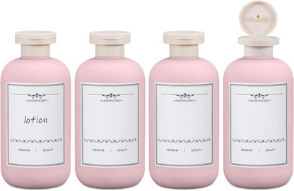 ASEVAT 6.7oz 4Pcs Plastic Refillable Travel Shampoo & Conditioner Bottles With Flip Cap