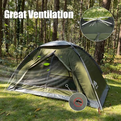 Night Cat Backpacking Tent for One 1 to 2 Persons Lightweight Waterproof Camping Hiking Tent for Adults Kids Scouts Easy Setup Single Layer 2.2x1.2m