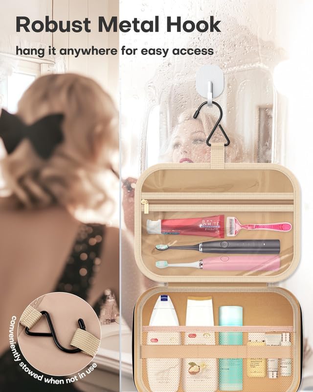 HOTOR Travel Toiletry Bag - Personalized Chenille Initial Makeup Bag, Water-Resistant Personalized Gifts for Women, Portable Travel Accessories & Essentials, Letter P, Black, 11.4"×9.0"×3.35"