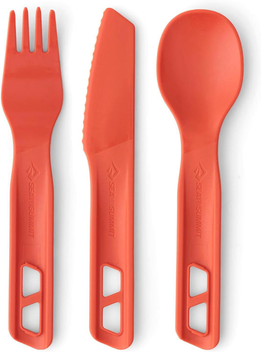 Sea to Summit Passage Camp Cutlery Set, Fork, Spoon and Knife, Spicy Orange