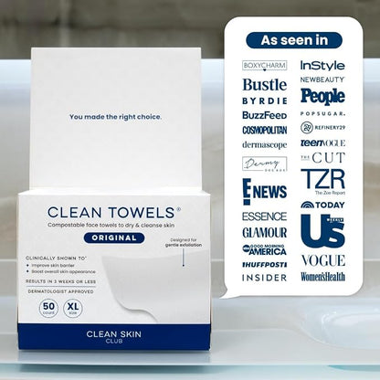 Clean Skin Club Clean Towels XL®, 100% USDA Biobased Face Towel, Disposable - Image 11