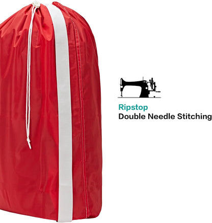 HOMEST XL Nylon Laundry Bag with Strap, Large Dirty Garments Organizer, Easy Fit a Hamper or Clothing Basket, Can Carry Up to 4 Loads of Clothes, Red