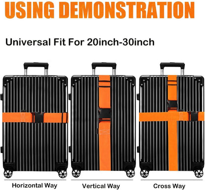 Luggage Straps for Suitcases TSA Approved-2 Pack Bright Personalized Luggage Belt Strap for Suitcase/Carry On Bag Luggage Accessories for Travel (Neon Orange)