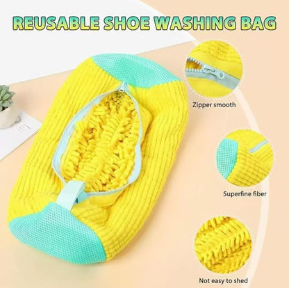 Laundry Shoe Bags for Washing Machine,4Pcs Shoe Washing Bag Shoe Laundry Bag for Washer and Dryer Reusable Shoe Washing Bags Shoe Washing Machine Bag (Yellow-4Pcs)