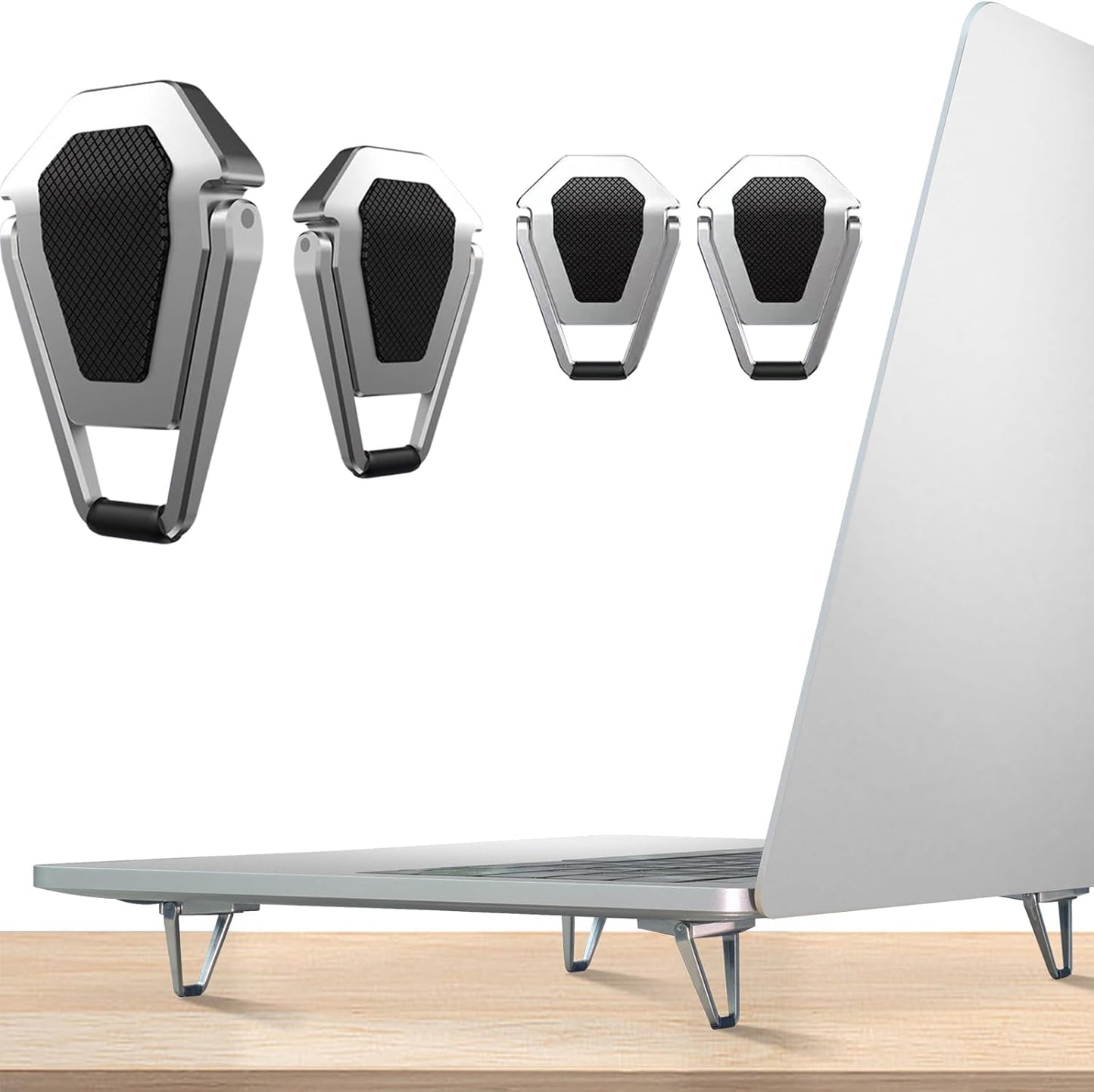 Zinc Alloy Portable Laptop Cooling Pad & Riser - Ergonomic Legs for 12-20 Inch Laptops (Silver, 4pcs)