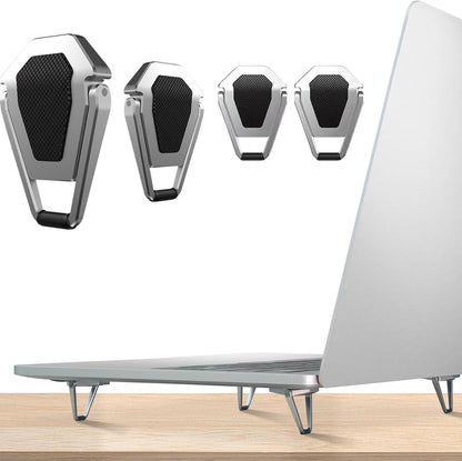 Zinc Alloy Portable Laptop Cooling Pad & Riser - Ergonomic Legs for 12-20 Inch Laptops (Silver, 4pcs)