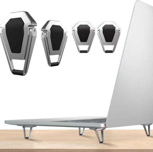 Zinc Alloy Portable Laptop Cooling Pad & Riser - Ergonomic Legs for 12-20 Inch Laptops (Silver, 4pcs)
