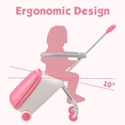 Kids Ride-on Luggage with Spinner Wheels Suitcase, Kid's Ride-On Suitcase Help Your Child Relax, Carry On Trolley Luggage (lightpink)