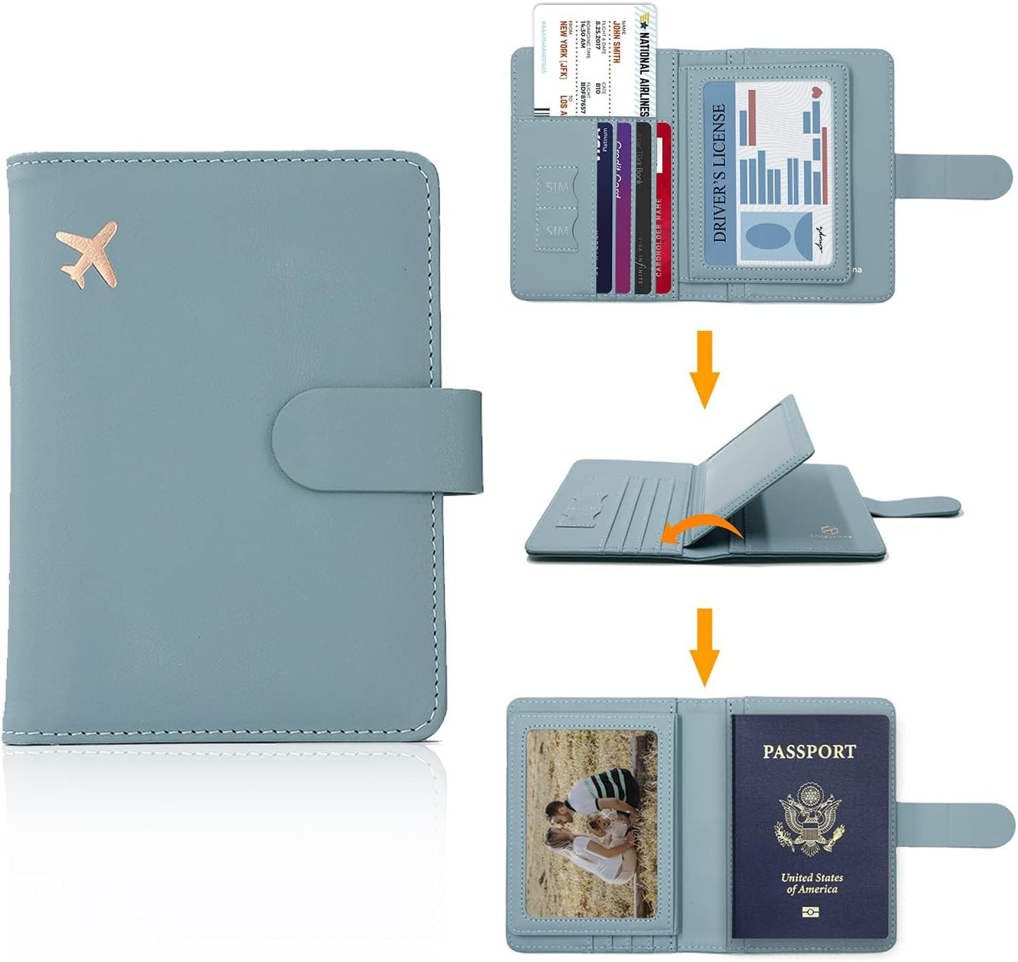 Melsbrinna Rfid Passport Holder for Travel women/Men, Cute Passport Wallet Rfid Blocking Card Slots, Rfid Passport Cover/CaseTravel Wallet, Passport Book Holder (1, Green2)