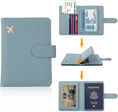 Melsbrinna Rfid Passport Holder for Travel women/Men, Cute Passport Wallet Rfid Blocking Card Slots, Rfid Passport Cover/CaseTravel Wallet, Passport Book Holder (1, Green2)