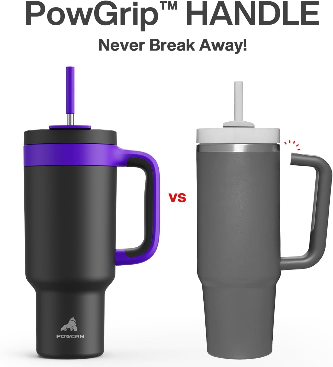 40 oz Tumbler with Handle, 2-in-1 Straw and Sip Lid, Leakproof, Dishwasher Safe, Insulated Stainless Steel Travel Coffee Mug, Keeps Cold for 34 Hours, Fits in Car Cup Holder (Iris)