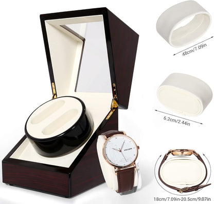 Uten Automatic Watch Winder Box Luxury Wooden Watch Storage Case, Double Watch Winder with Quiet Motor 4 Rotation Mode for Father's Day Gift for Him, Birthday Gift. Red