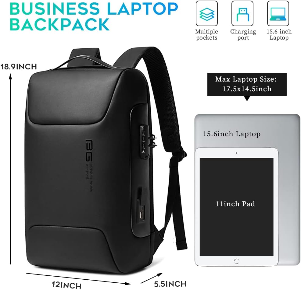 BANGE Anti Theft Backpack,Smart Work Backpack with USB Charging Port, Business Laptop Fit for 15.6 INCH Laptop…