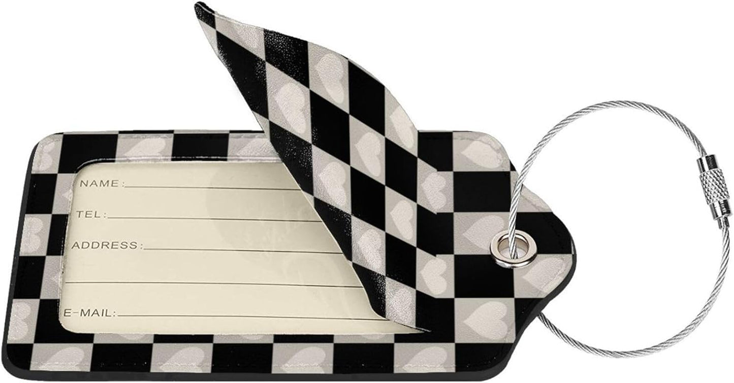 Set of 2 Luggage Tag for Suitcases Tie dye PU Leather Luggage Tag with Full Back Privacy Name ID Card Fun Laggage Tags