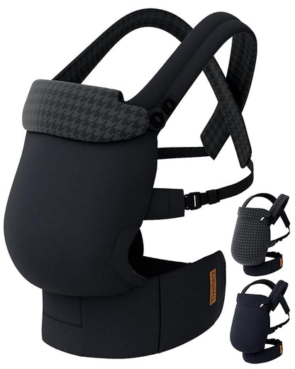 Reversible Baby Carrier – Black Solid & Houndstooth; Lightweight & Breathable by Tivellary