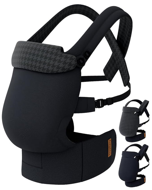 Reversible Baby Carrier – Black Solid & Houndstooth; Lightweight & Breathable by Tivellary