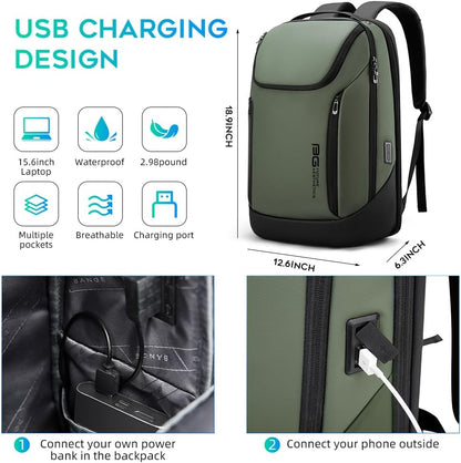 BANGE Business Smart Backpack Waterproof fit 15.6 Inch Laptop Backpack with USB Charging Port,Travel Durable Backpack