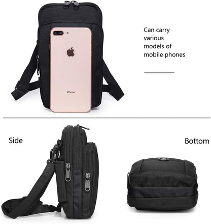 Water-Resistant Oxford Fabric Multifunction Smart Phone Bag /Case, One Shoulder Waist Bag Diagonal Outdoor Cross Bag