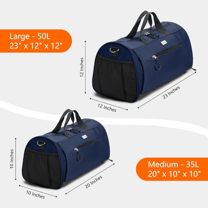 TOPDesign Gym Bag for Women & Men, Unisex Duffel Bag with Shoe Compartment & Wet Pocket for Travel Sports Gym (M Blue)