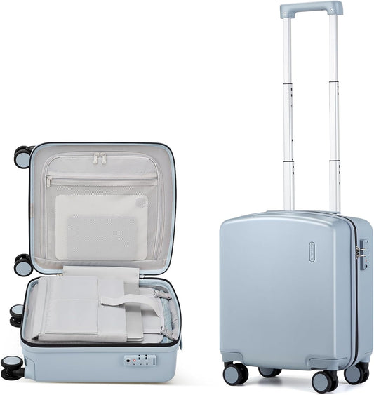 Hanke 16 Inch Underseat Carry On Luggage, Airline-Approved Hard Shell Small Suitcase with Spinner Wheels, Lightweight Tsa Lock Travel Luggage for Short Trips(Gray)