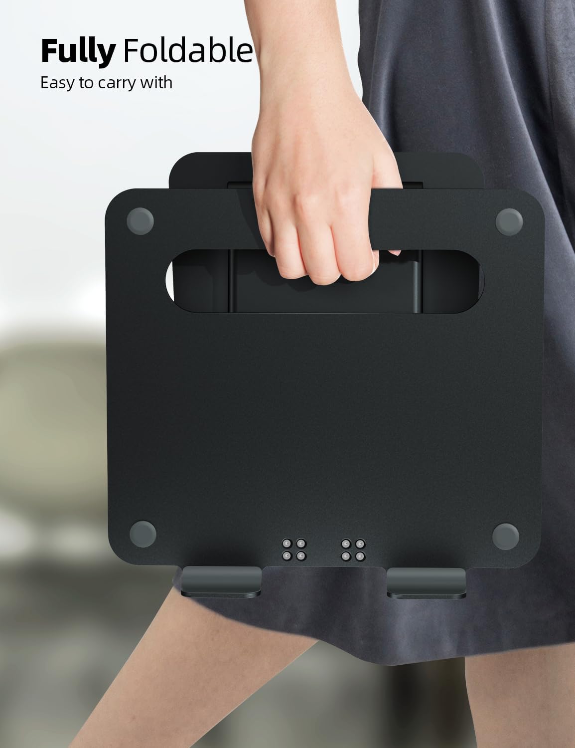 Nulaxy Height Adjustable Laptop Stand for Desk, Dual Foldable Aluminum Computer Riser, Pull Out Design Ergonomic Sit to Notebook Holder Convertor, Compatible with All 10-17" Laptops, Tablets, Black