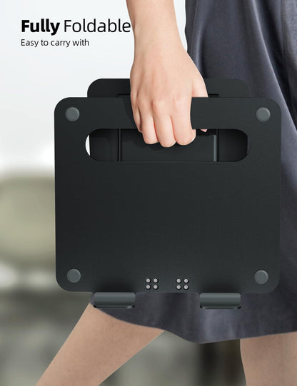 Nulaxy Height Adjustable Laptop Stand for Desk, Dual Foldable Aluminum Computer Riser, Pull Out Design Ergonomic Sit to Notebook Holder Convertor, Compatible with All 10-17" Laptops, Tablets, Black