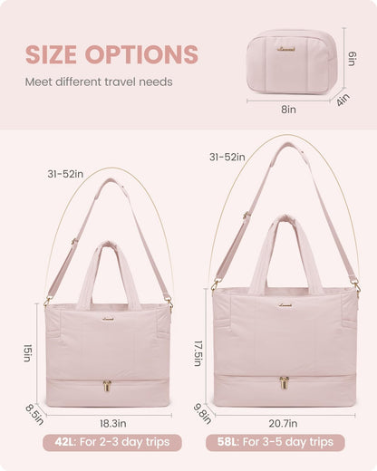 LOVEVOOK Travel Duffle Bag, Puffer Weekender Bags for Women with Shoe Compartment, Carry On Overnight Hospital Bag, Gym Tote