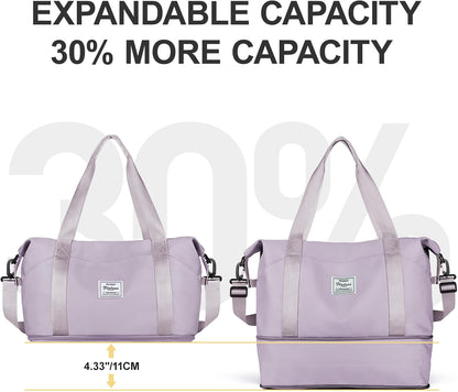 Travel Duffel Bag, Sports Tote Gym Bag, Shoulder Weekender Overnight Bag for Women