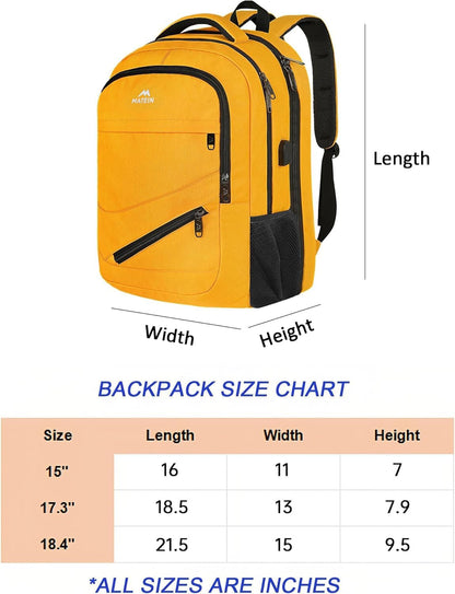 MATEIN 18.4 Inch TSA Approved Backpack, Extra Large 50 L Outdoor Carryon Backpack with Seperated Laptop Compartment, Work Travel Daypack with USB Charging Port, Creative Gifts for Men Women