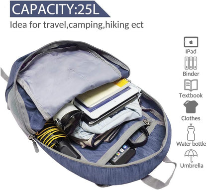 ZOMAKE 25L Ultra Lightweight Packable Backpack, Foldable Hiking Backpacks Water Resistant Small Folding Daypack for Travel(Navy Blue)
