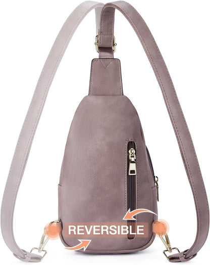 Telena Small Sling Bag for Women Leather Crossbody Fanny Packs Chest Bag for Women