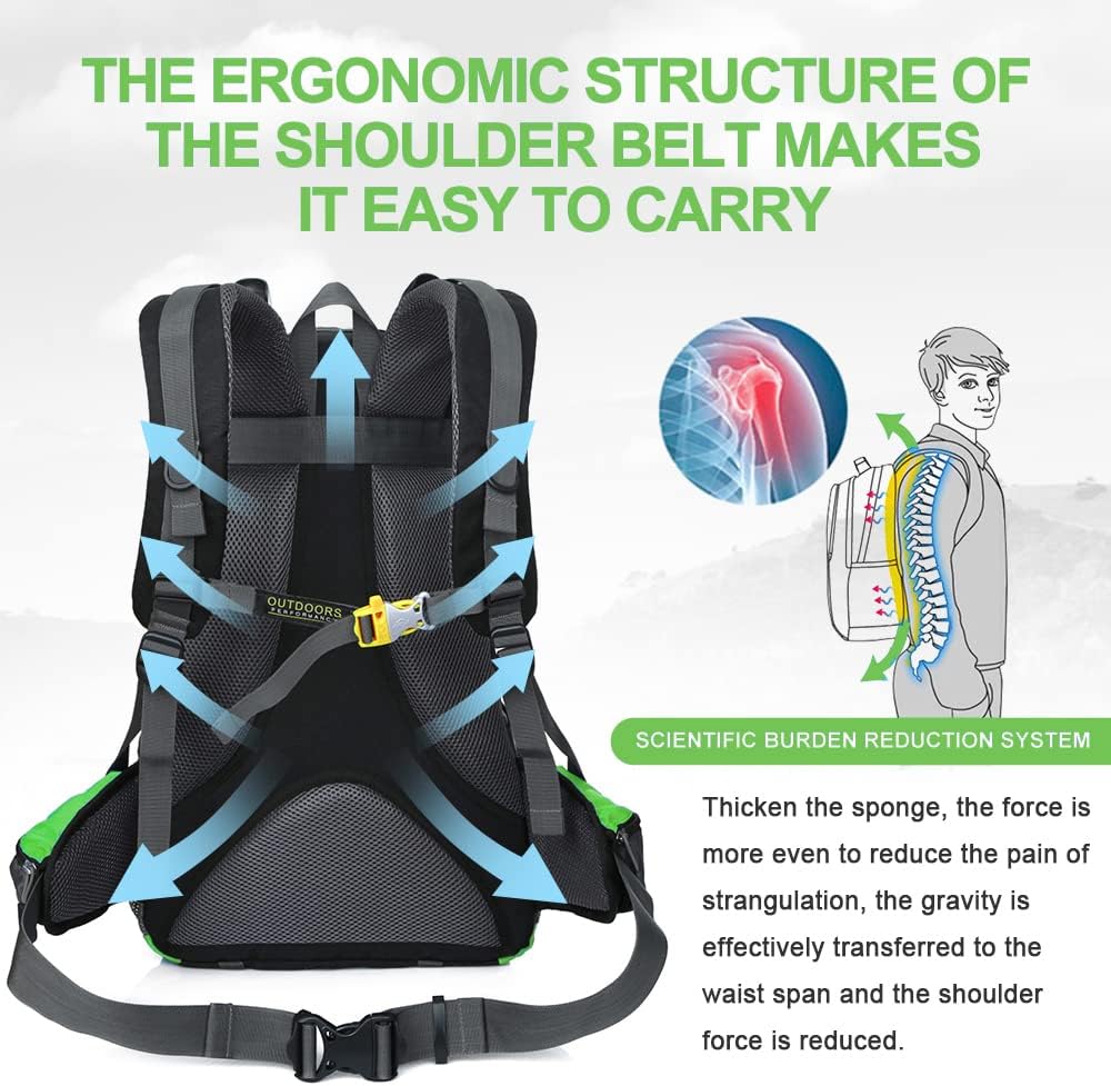 INOXTO lightweight Hiking Backpack 35L/40L Hiking Daypack with Waterproof Rain Cover for Travel Camping Outdoor Men and Women