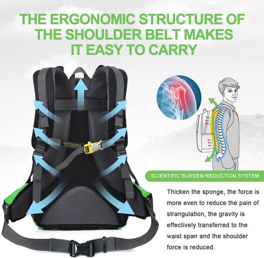 INOXTO lightweight Hiking Backpack 35L/40L Hiking Daypack with Waterproof Rain Cover for Travel Camping Outdoor Men and Women