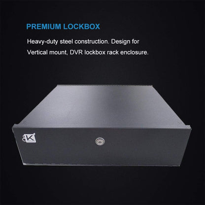 Kenuco White Heavy Duty 16 Gauge Steel DVR Security Lockbox with Fan (BK 15'' X 14.86'' X 4.96'')