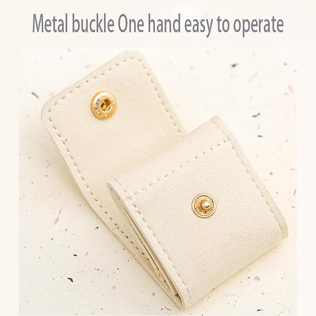 Mini Travel Jewelry Bag - Small Foldable Jewelry Case & Organizer Pouch with Snap Closure, Soft Fabric for Tangle-Free Necklaces Rings Earrings, Portable Storage Holder for Women Gift (White x 1)