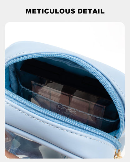 KOTORA TSA Approved Toiletry Bag with Mini Clear Makeup Bag Travel Size Beach Pool Bag Car Accessories for Women Her (Clear Mini-Blue)