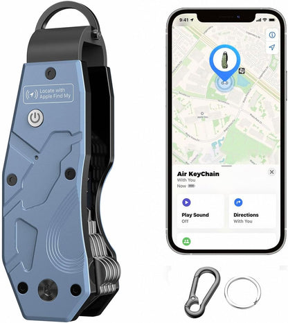 Air Keychain, Key Organizer Works with Apple Find My, Built-in airtag Chips, Holds 2-6 Keys, Car Key Chains with GPS Tracker, Key Finder, Minimalist Key Holder for Men and Women, (iOS Only) (Blue)