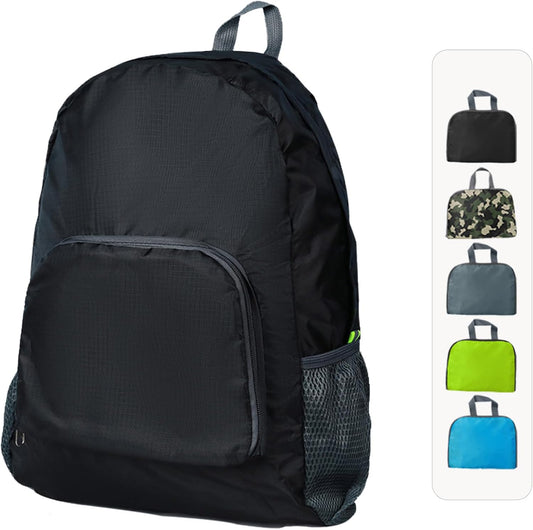 20L Hiking Daypack, Lightweight Backpack for Travel Camping Outdoor, Foldable Backpack For Men Women(BLACK)