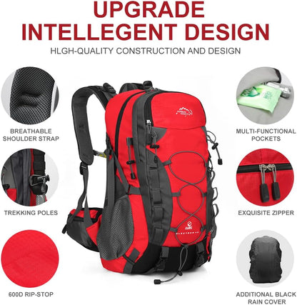 INOXTO lightweight Hiking Backpack 35L/40L Hiking Daypack with Waterproof Rain Cover for Travel Camping Outdoor Men and Women
