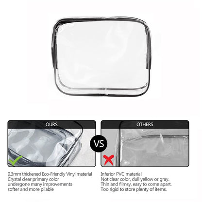2Pcs Crystal Clear PVC Travel Toiletry Bag Kit for Women Men, Waterproof Vinyl Packing Organizer Storage Bags with Zipper Handle Straps, Cosmetic Pouch Carry on Airport Airline Compliant Bag Handbag