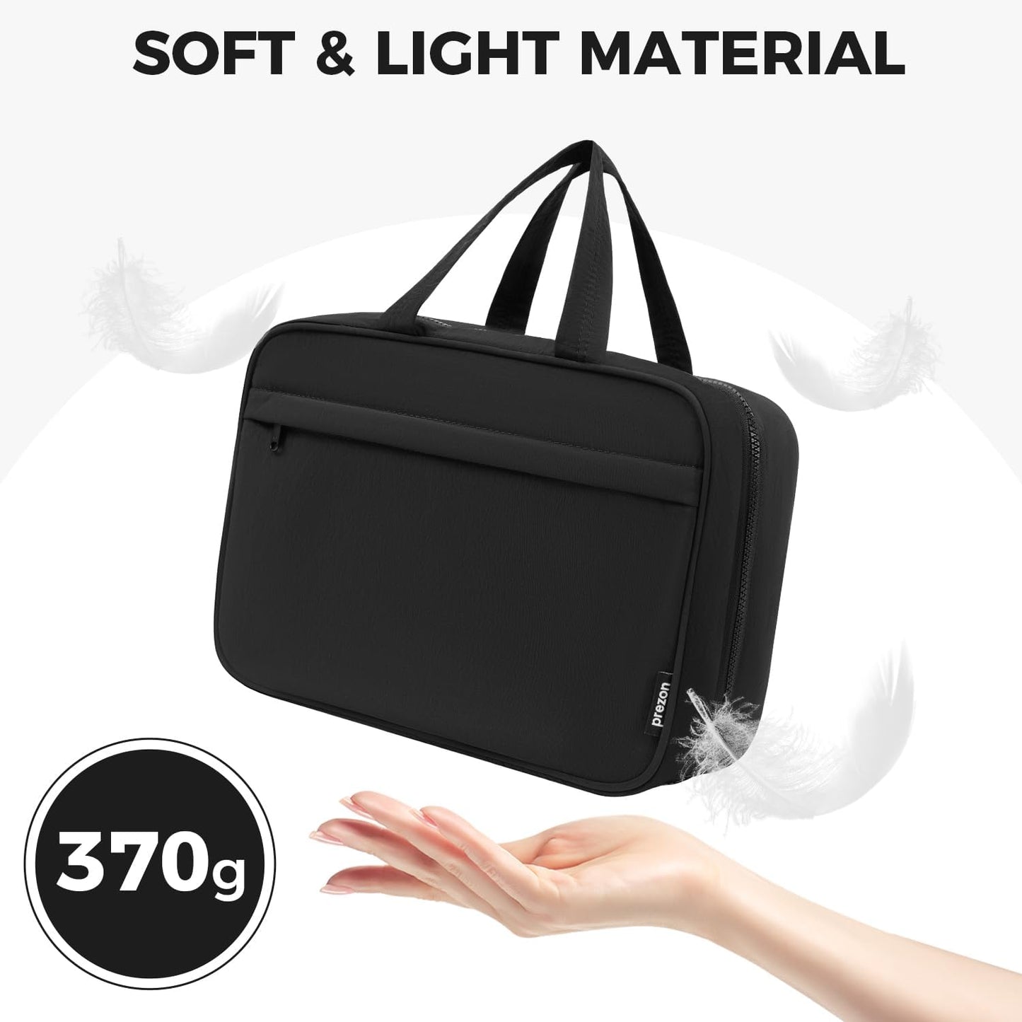 Toiletry Bag For women,Portable Hanging Organizer,4 Leakproof Compartment for full-sized Conditioner, Brushes Set, Makeup Accessories,Visible and easy to access.M-black